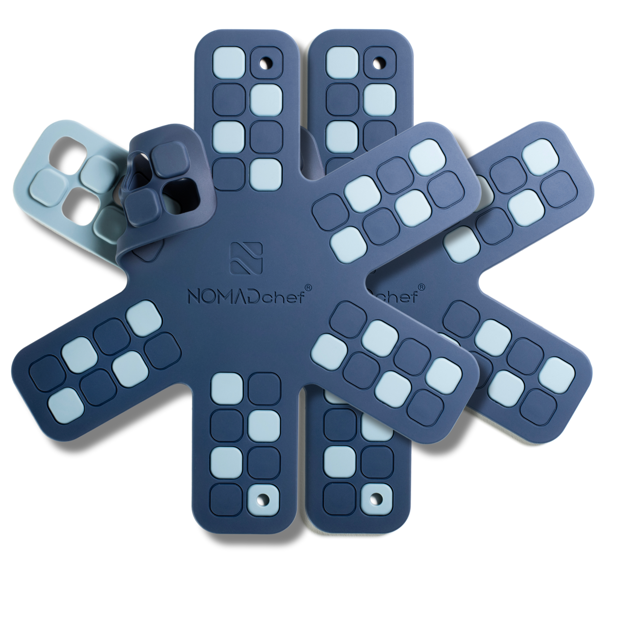 NOMADchef HeatPanGuard 2 Medium Silicone Trivets – Navy & Sky 